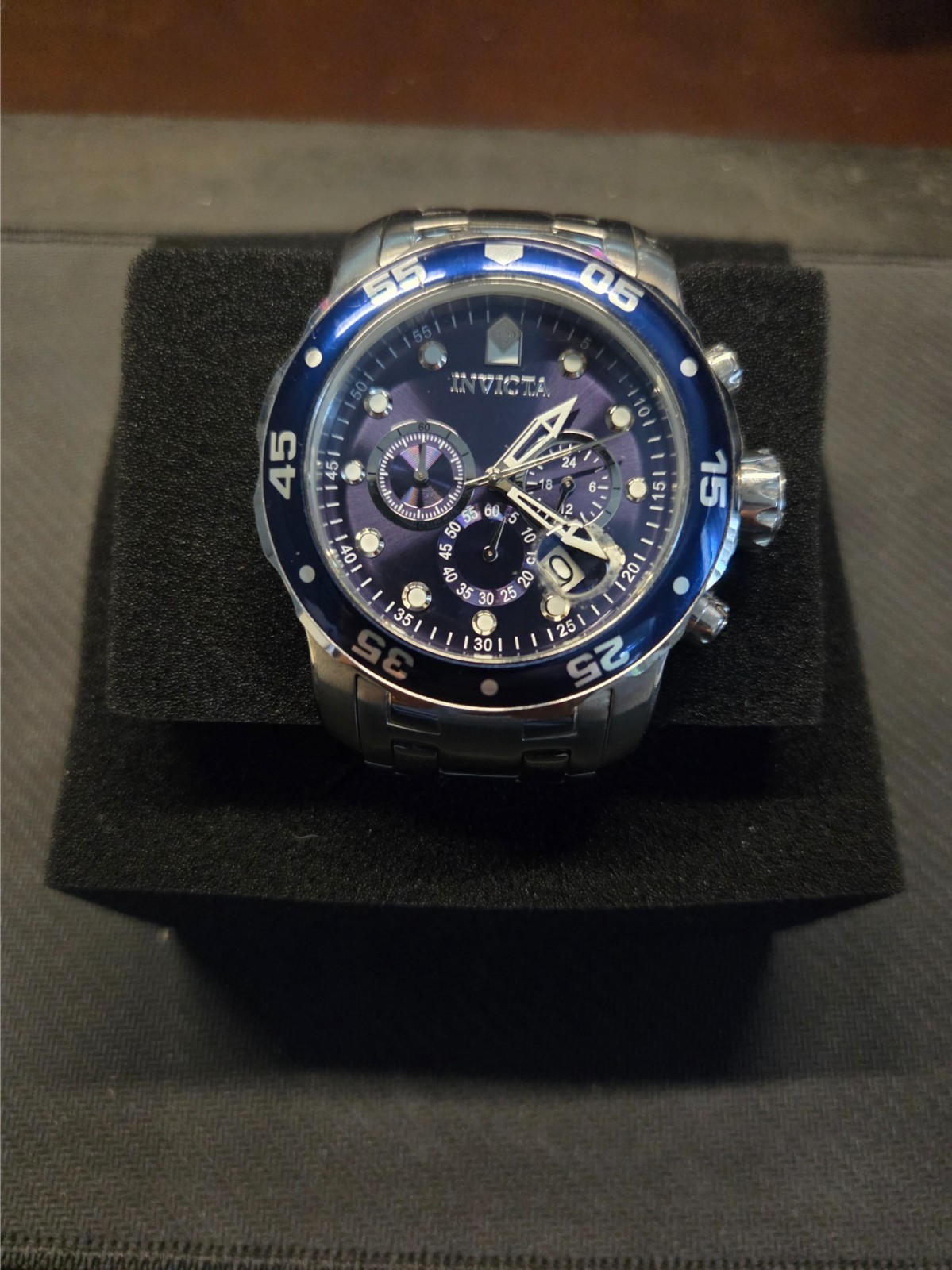Invicta Men’s 48mm Pro Diver SCUBA Chronograph BLUE DIAL Silver Tone 200M Watch