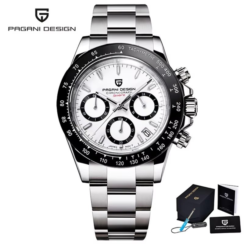 Luxury Men’s Chronograph Quartz Watch. Sapphire Crystal. Stainless Steel