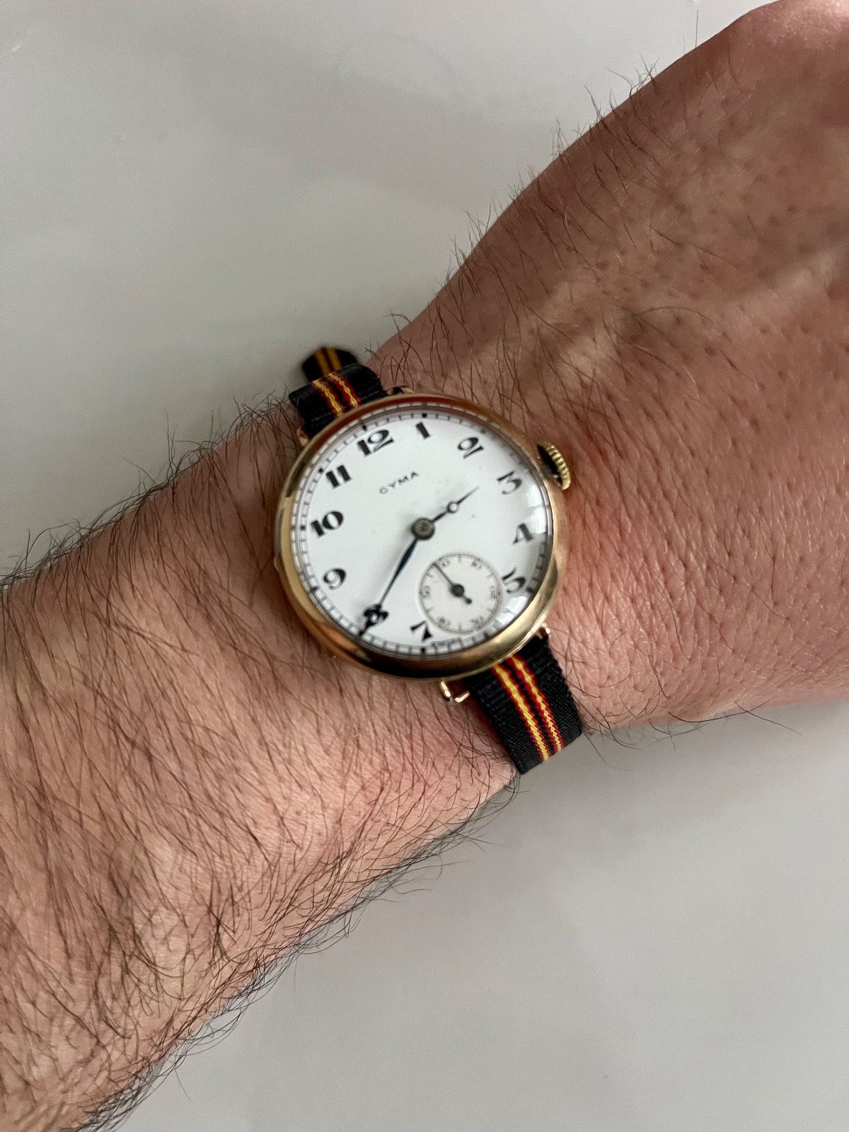 vintage 9ct gold watch Enamel dial Breguet Numerals and hands 24.80g weight 32mm