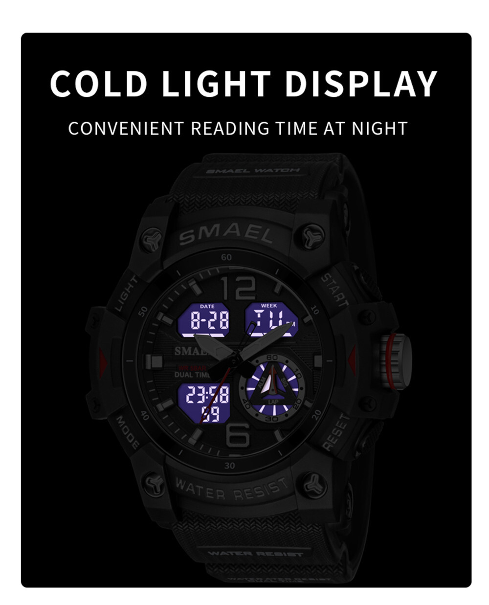 SMAEL Men Sport Watch for Students Outdoor Stopwatch LED Digital Quartz Watches