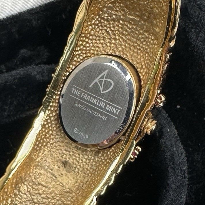 Franklin Mint 1990 Alfred Durante Cuff Watch Gold Ruby MOP Swiss