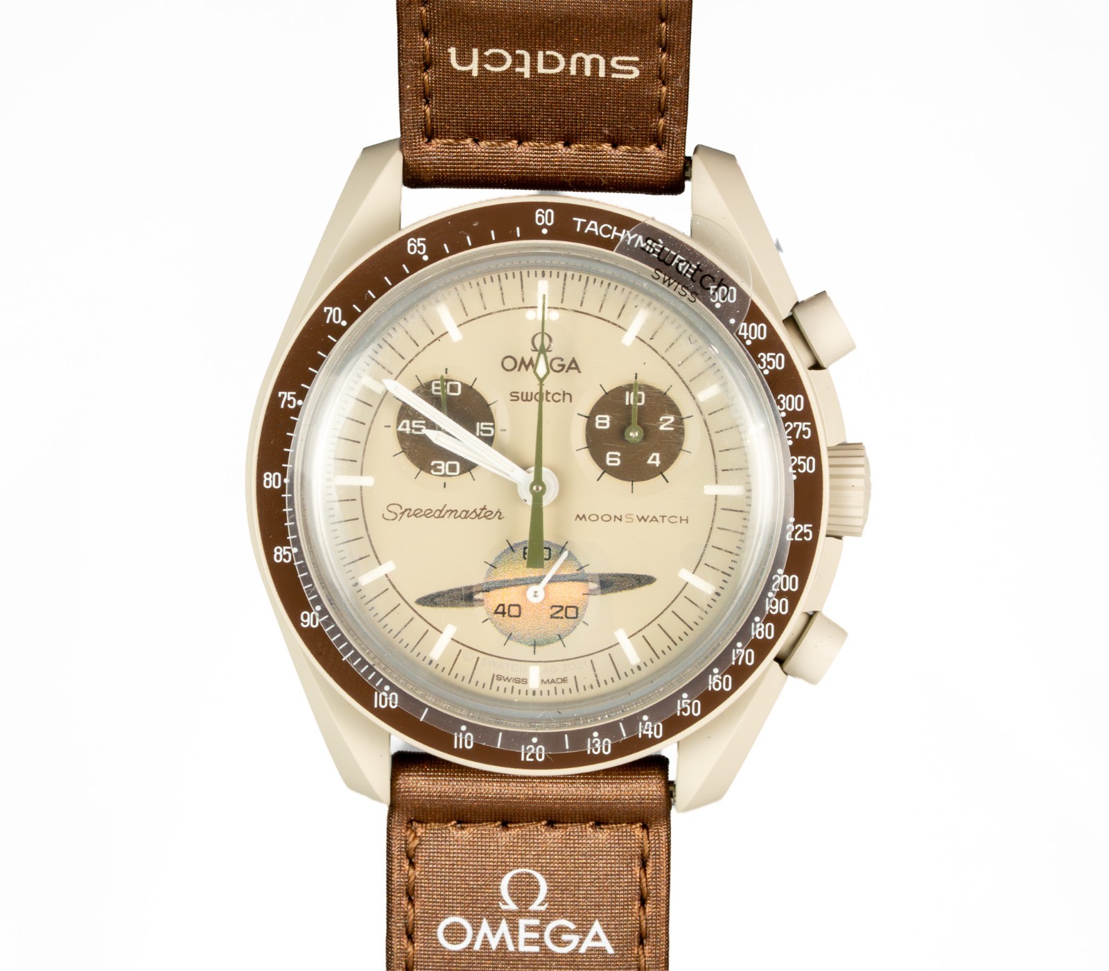 Swatch x Omega Bioceramic Moonswatch Mission To Saturn 42 mm Beige…