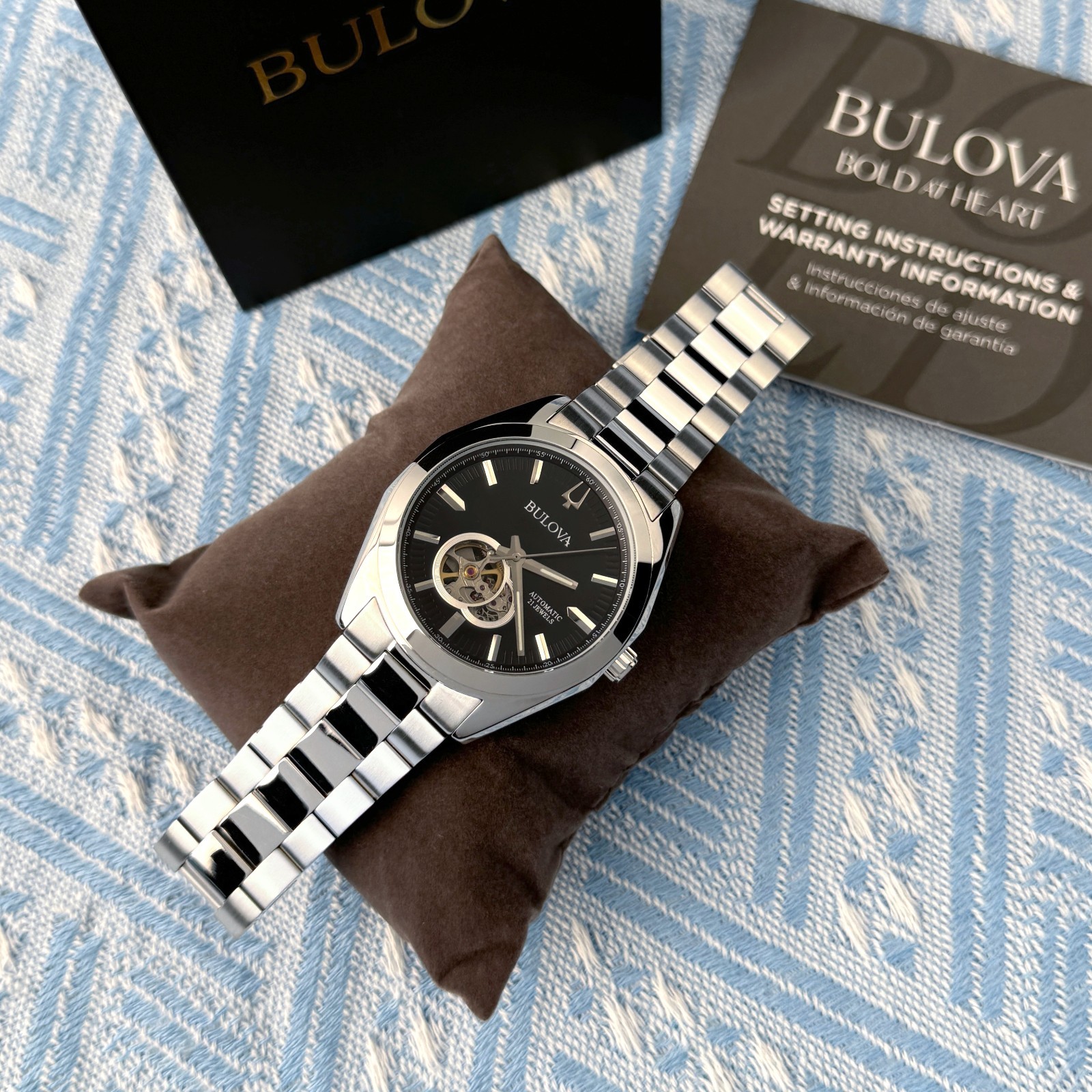 New Bulova Surveyor Automatic Men’s Watch Black Dial 42mm/96A270