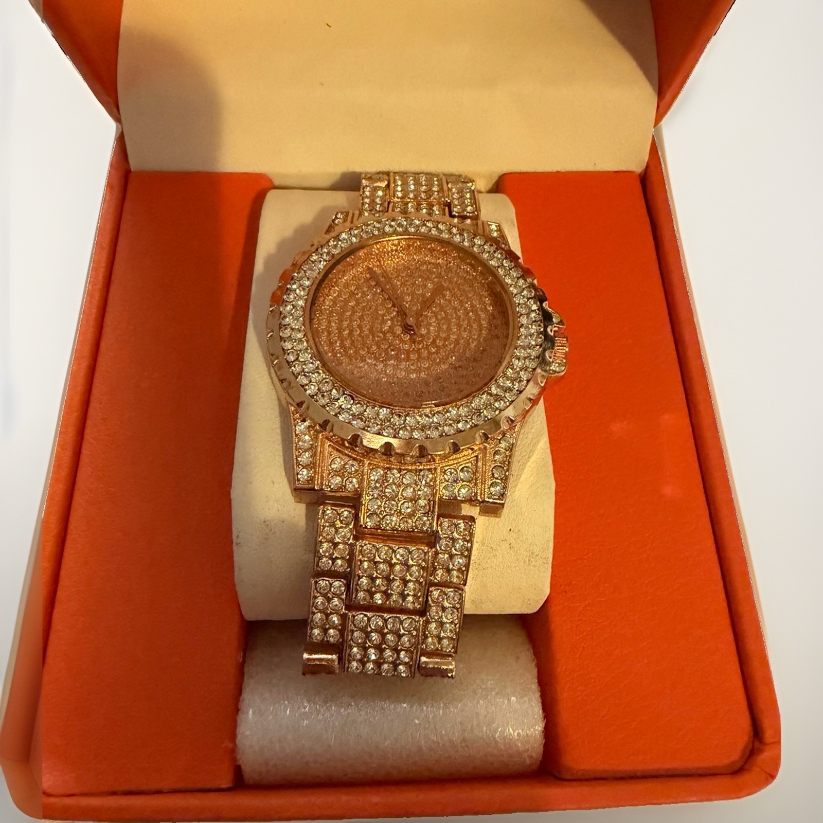 Rose Gold Rhinestone Fashion Watch Gift Set with Box