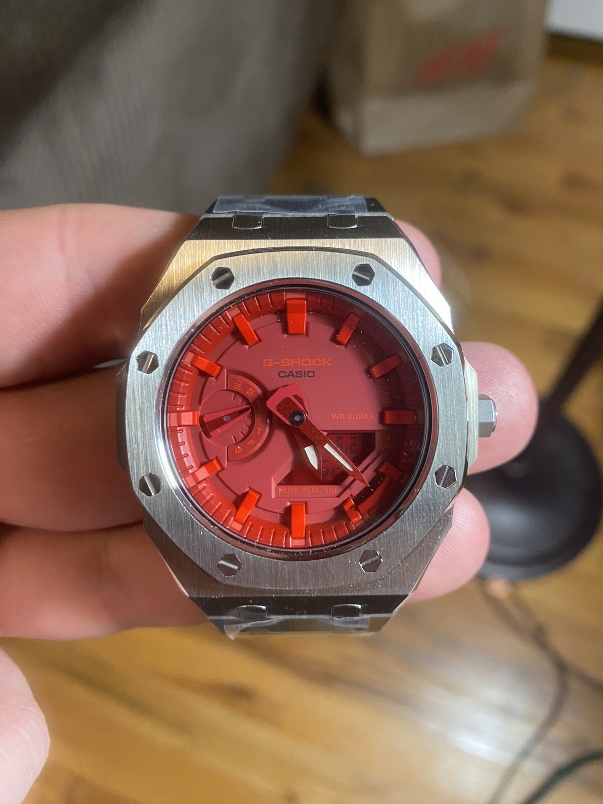 Custom Casio Oak G-Shock GA-2100-4A Watch With Stainless Steel Band