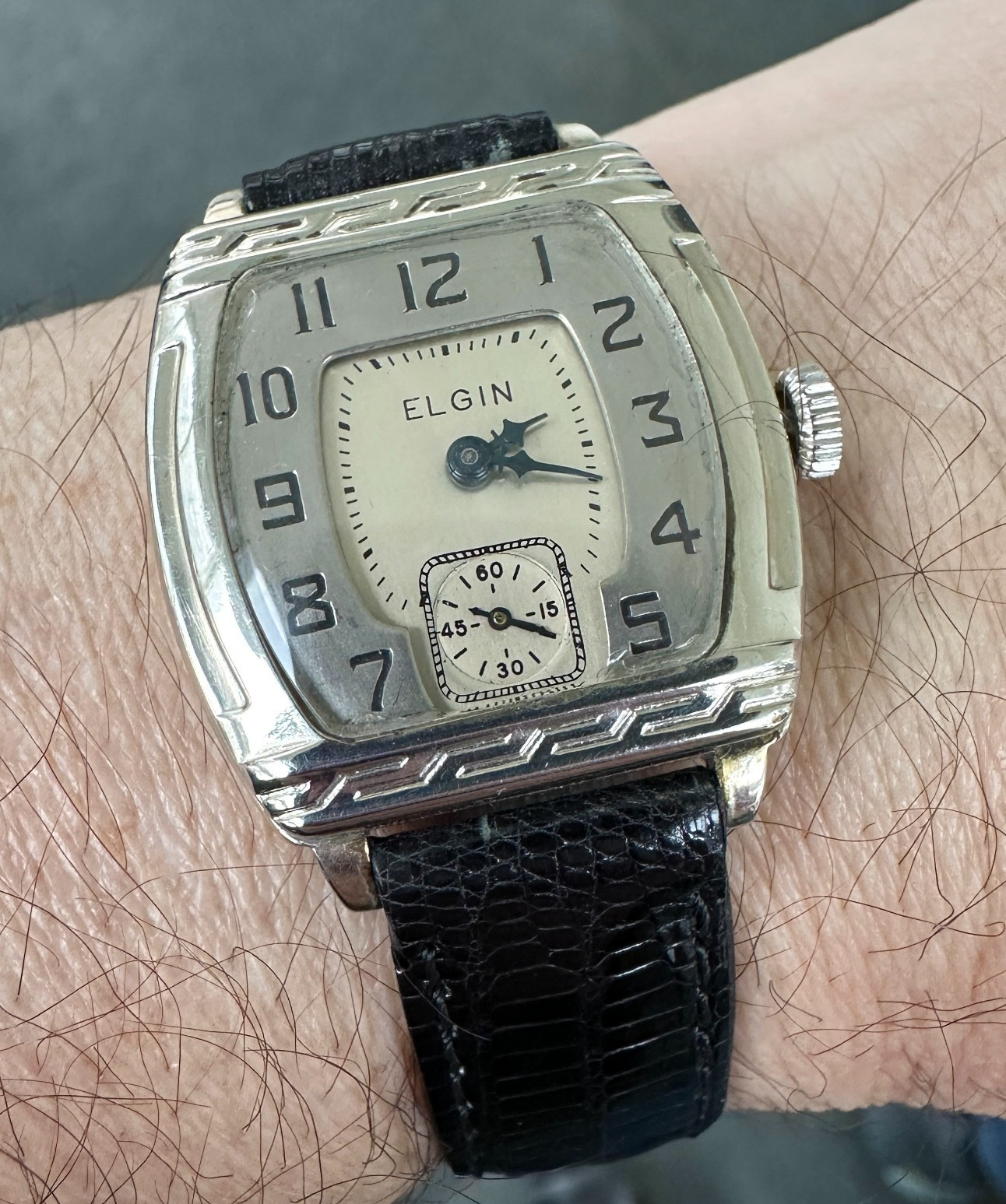 Beautiful Art Deco ELGIN “CLUBMAN” c. 1931 – White Gold-Filled