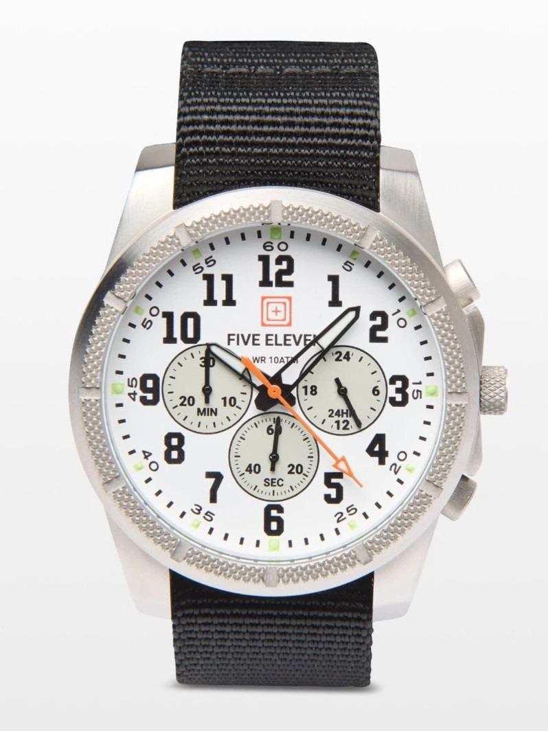 5.11 TACTICAL Outpost White Dial Chrono Quartz Watch $160 – UNISEX – NEW LIMITED