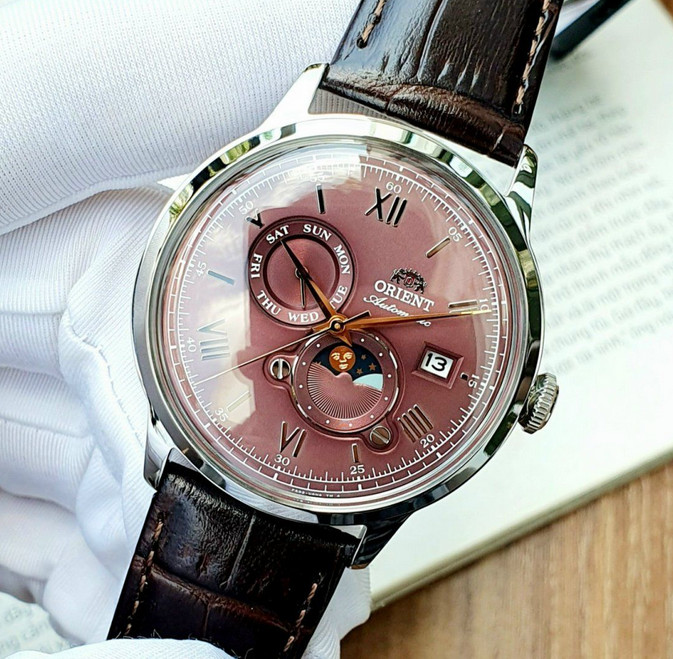 Orient Bambino Automatic Red Dial Day Date Men’s Watch RE-AK0807R