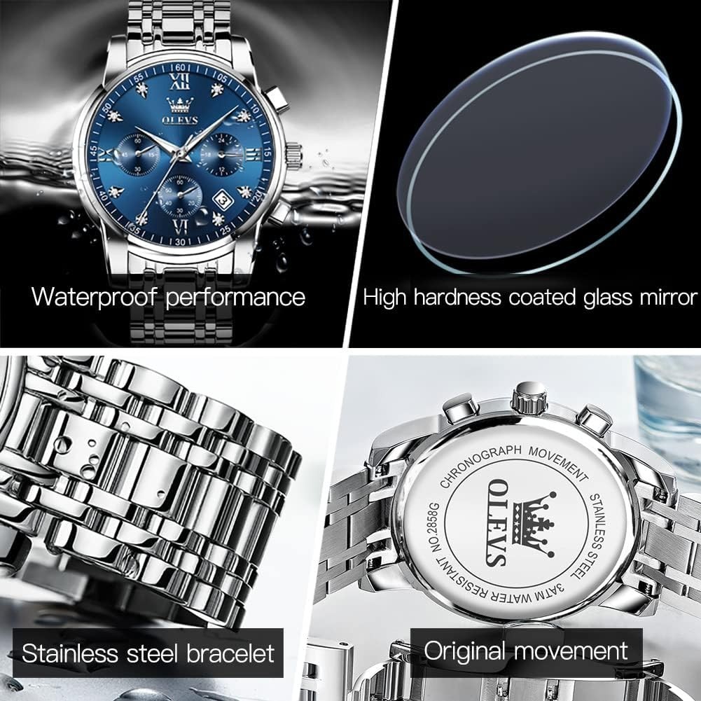 Luxury Multi-Dial Waterproof Men’s Chronograph Watch – Luminous Elegant Design