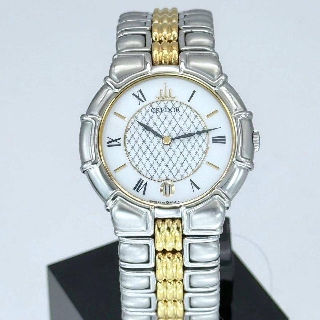 Seiko Credor Entrata 9579-6000 Quartz White Roman Dial Combi Mens Watch Japan