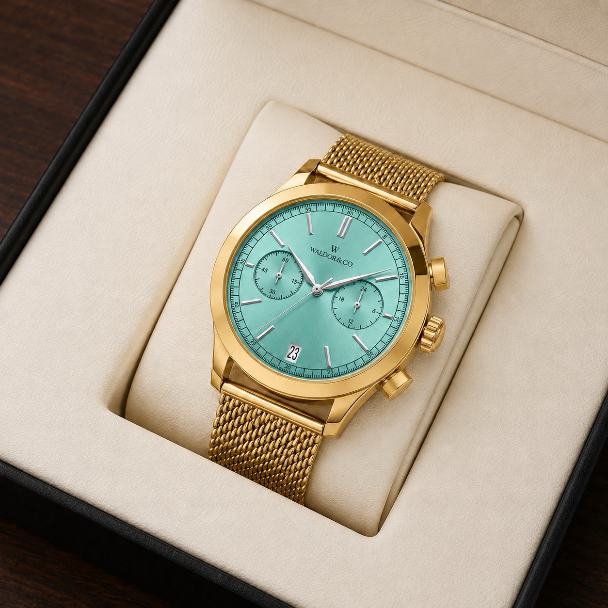 WALDOR&CO. Chrono 44 Sardinia 44mm Custom 24K Gold Plated Watch