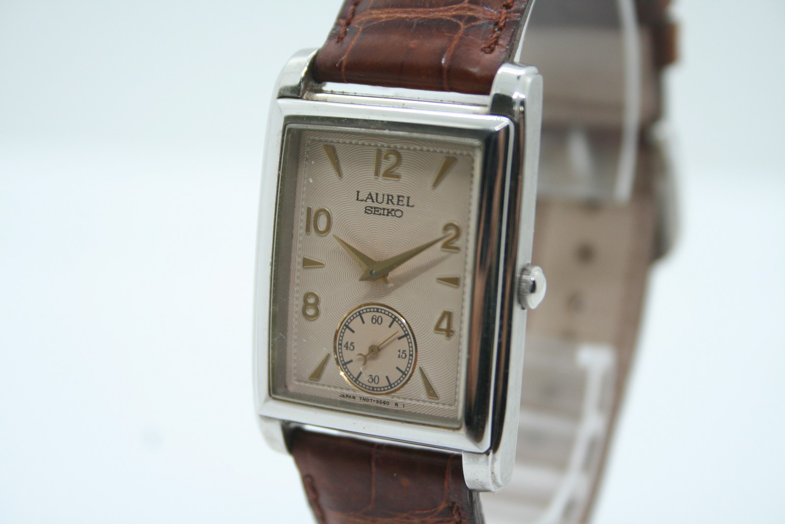 [N.MINT] SEIKO Laurel 7N07-5030 Quartz Small Second Arabic Guilloche Dial Men’s
