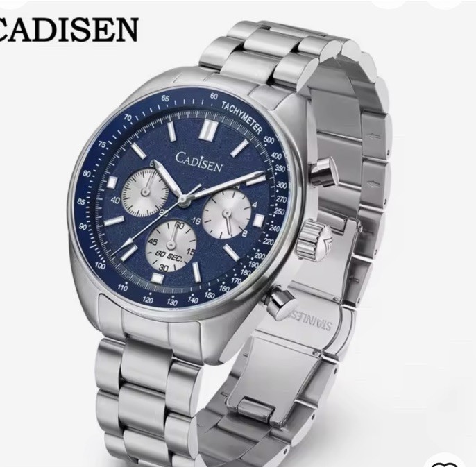 CADISEN 7063 42mm Chronograph Tachymeter 24hr Time AR Sapphire Seiko VD53 Quartz