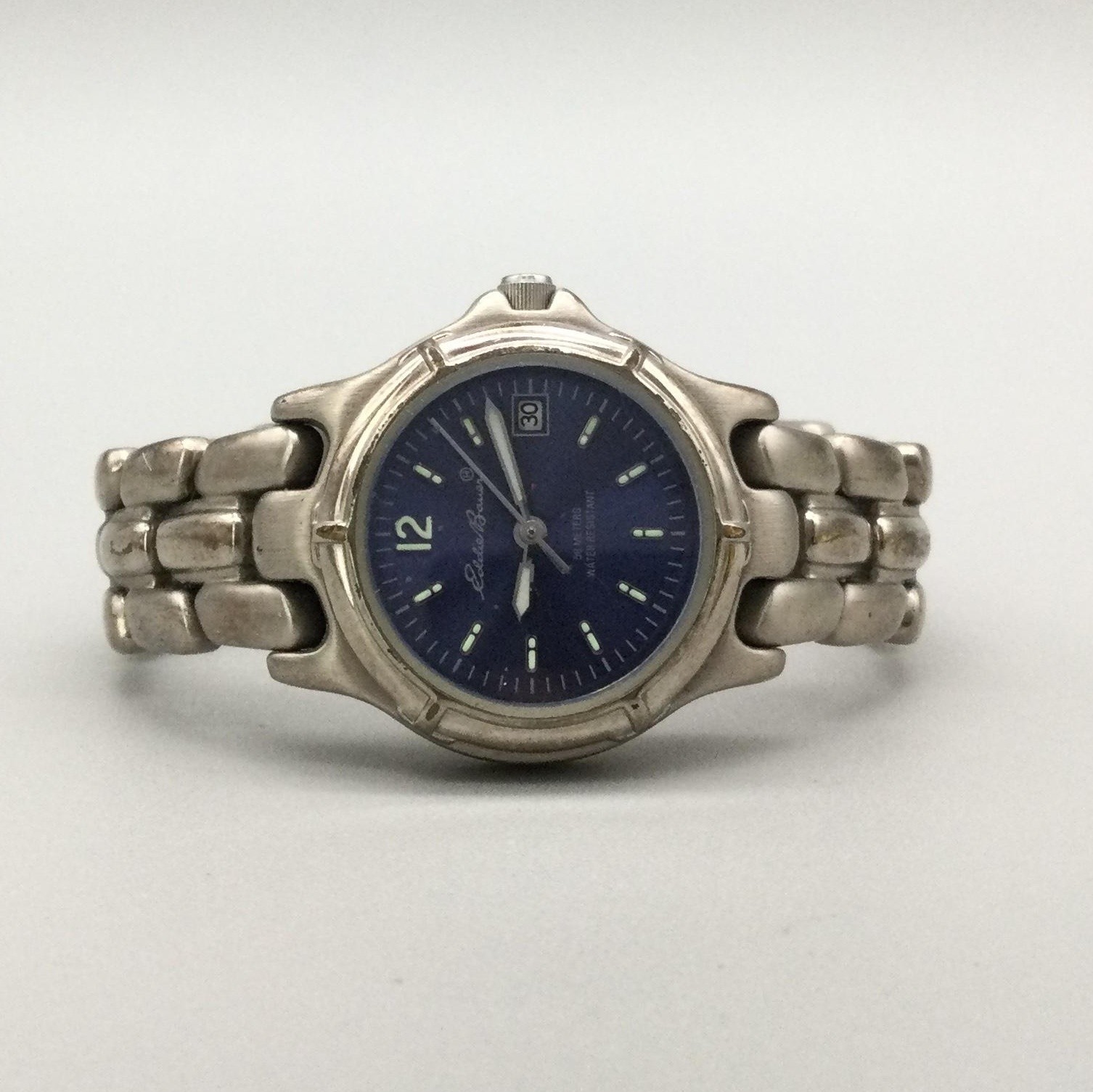 Eddie Bauer Small Sunray Womens Watch 27mm Blue Dial Date New Battery 6.25″