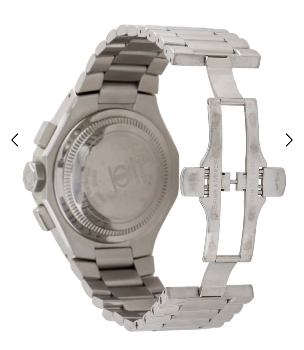 M0a08724 Baume And Mercier Gents Chrono Auto Steel Bnd Wht Dial