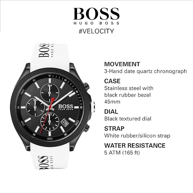 Original Hugo Boss Men’s Watch 1513718, Black Dial Stainless Steel Chronograph.