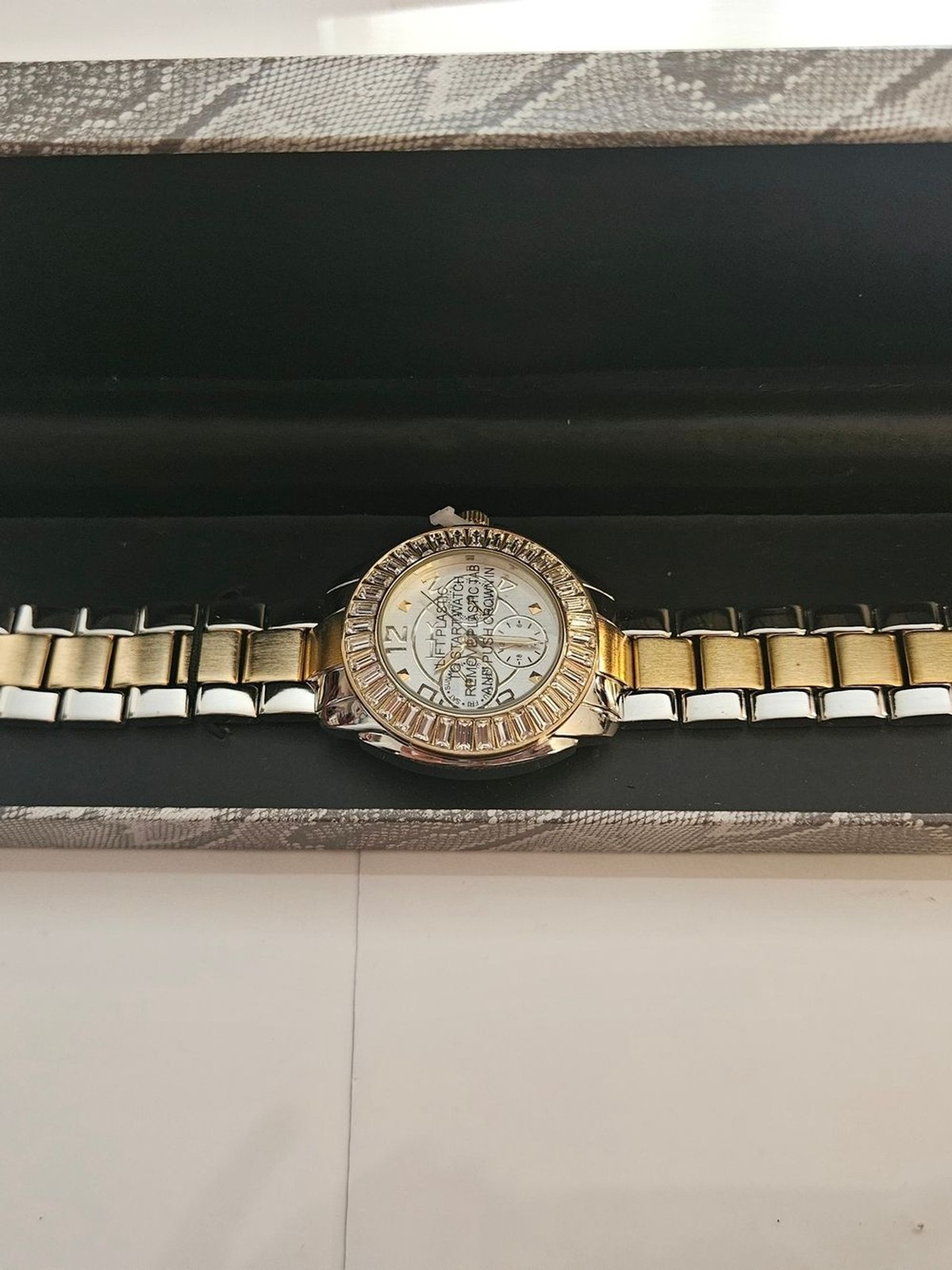 Heidi Klum Wildlife Two-Tone Gold and Silver Crystal Bezel Watch