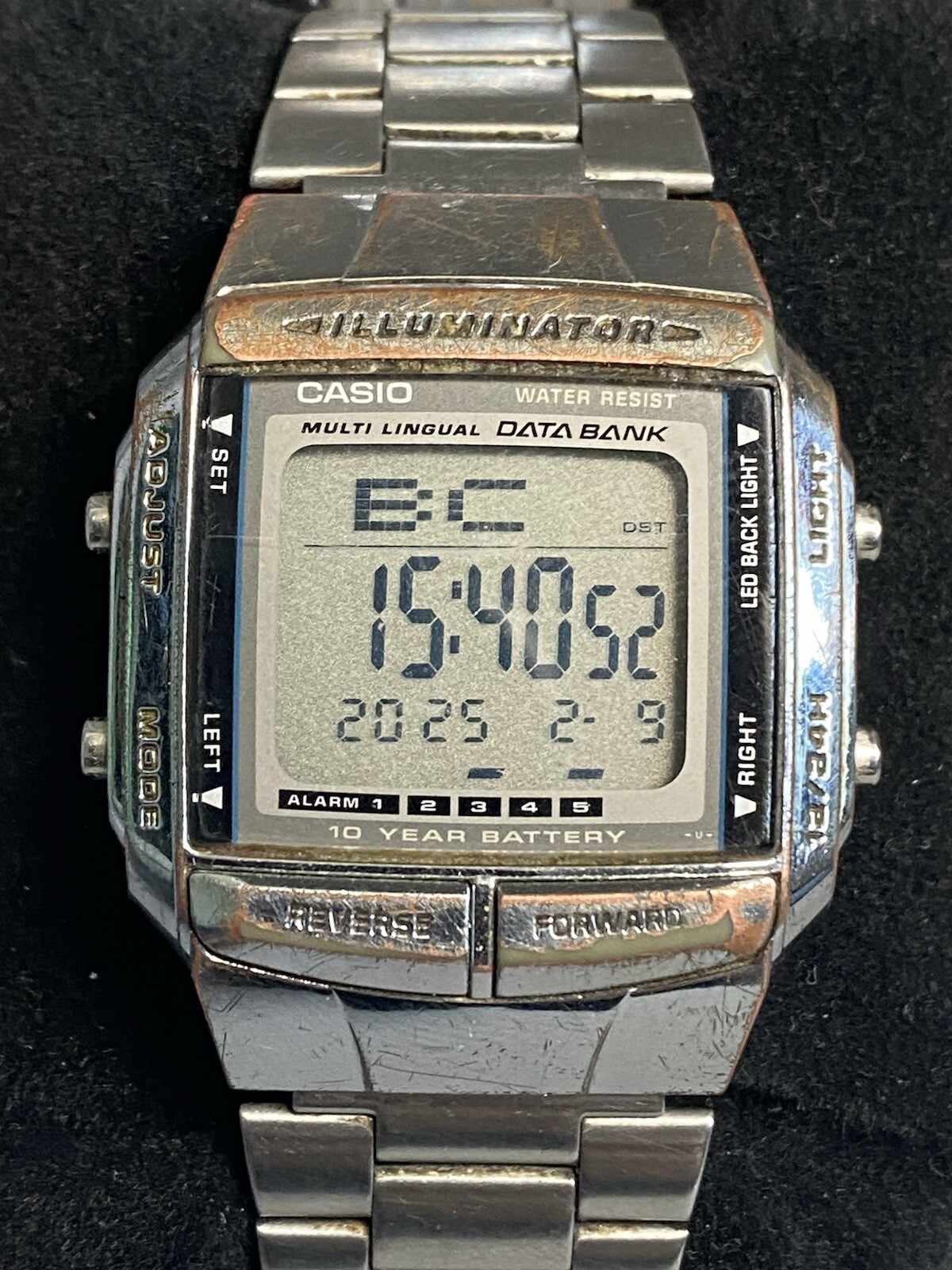 Vintage Casio Men Watch Multi Lingual Data Bank Digital Illuminator DB 360