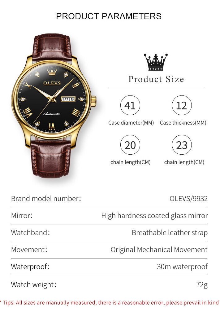 OLEVS Waterproof Luminous Luxury Diamonds Dials Men’s Automatic Mechanical Watch