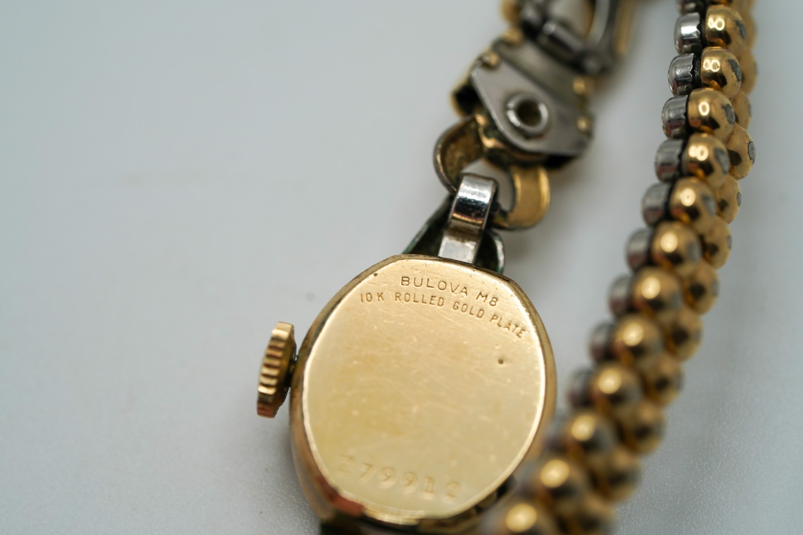 Vintage 10k Rolled Gold Plate Diamond Bulova Womans Watch 16mm JB35