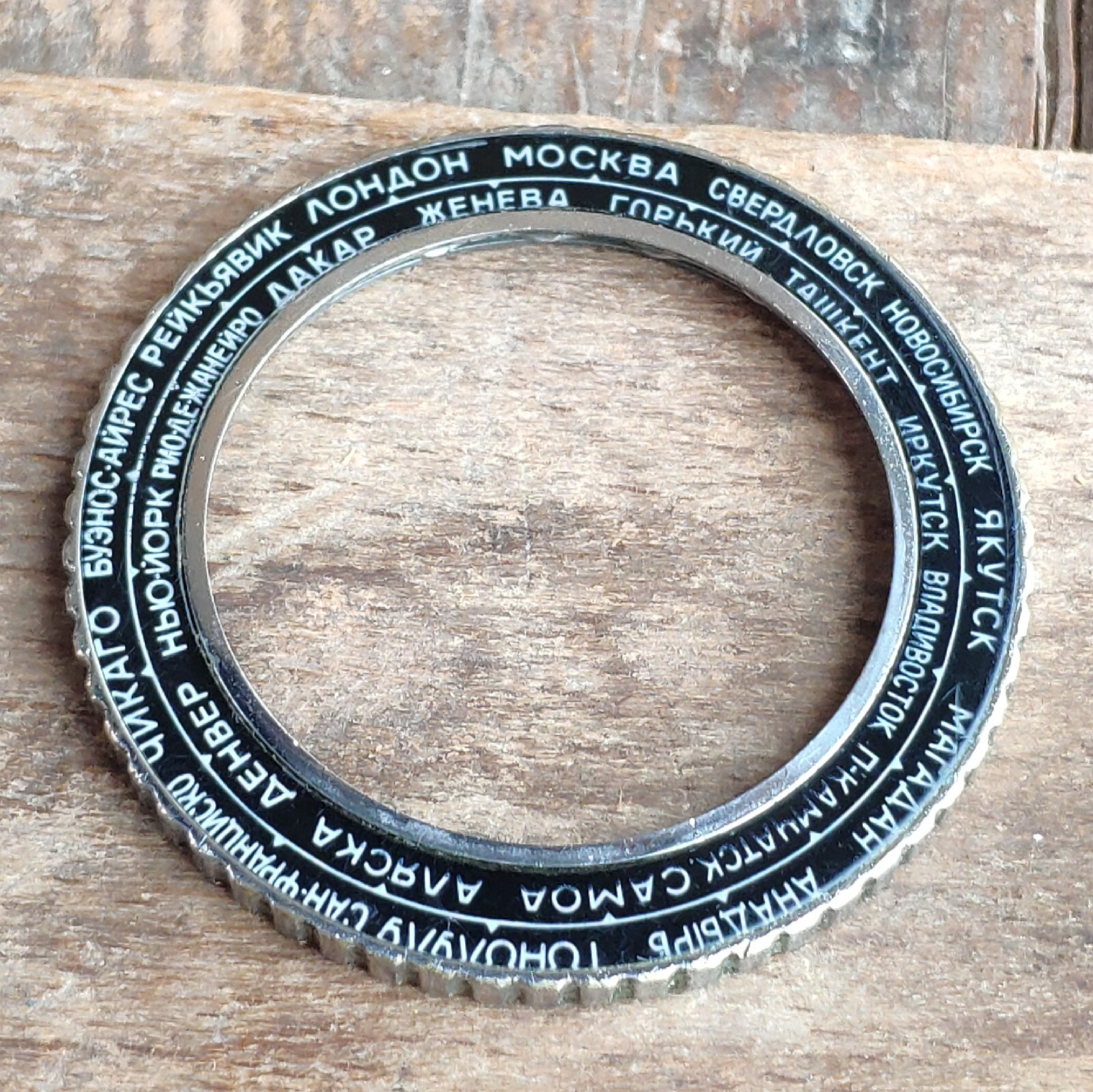 Vintage Original BEZEL for Wristwatch Raketa Cities World Time Zones Rotary USSR