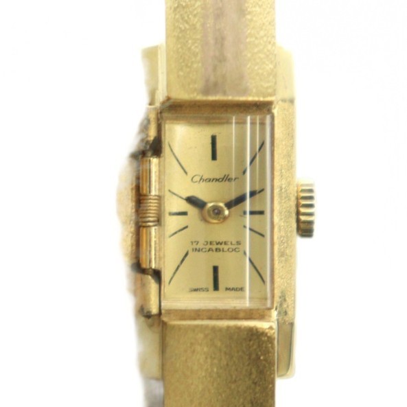 Chandler Manual Wind Rose Gold Ladies Watch 17 Stones Analog B-