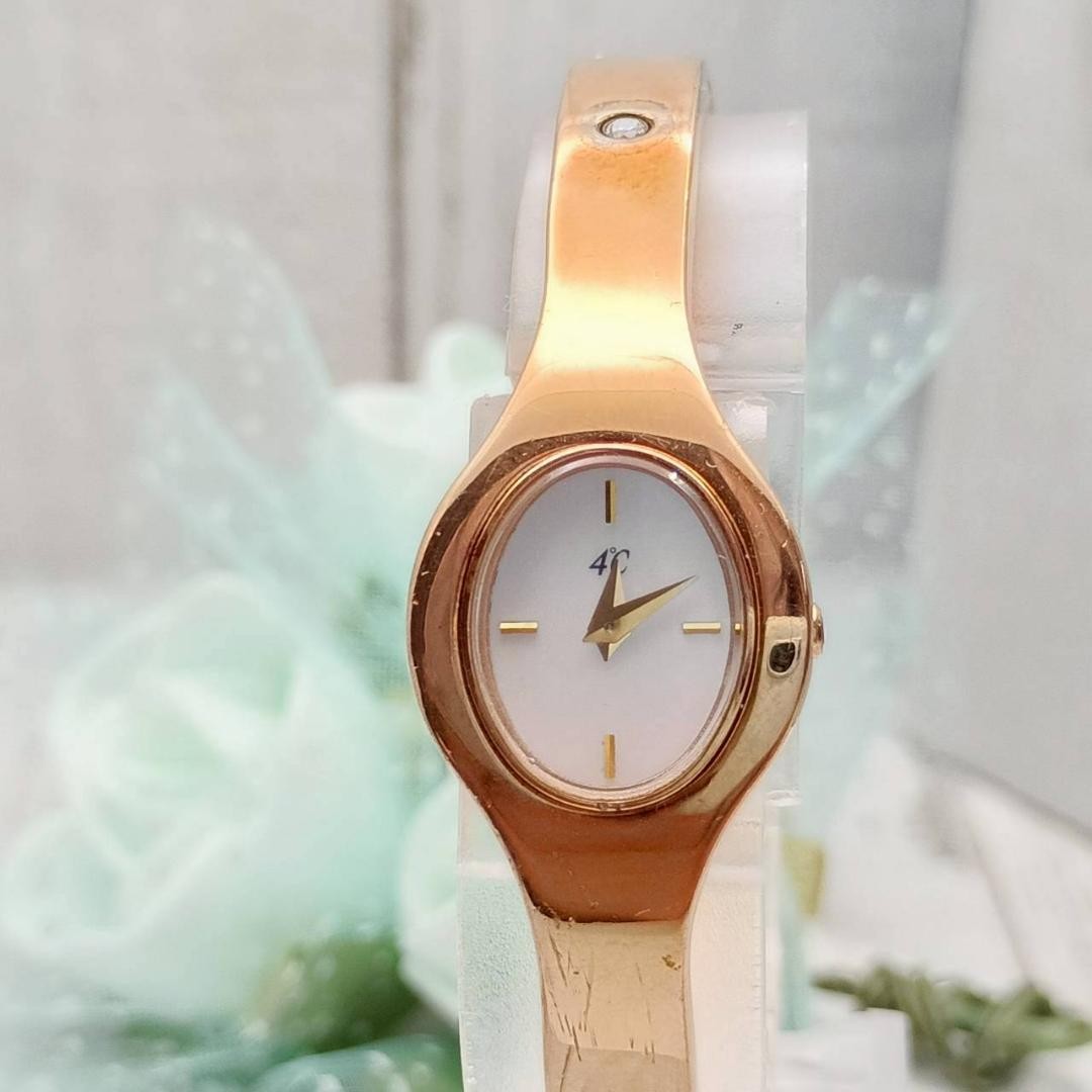 4C Bangle Watch Yondoshi Timepiece Silver Dial 15cm Quartz Authentic