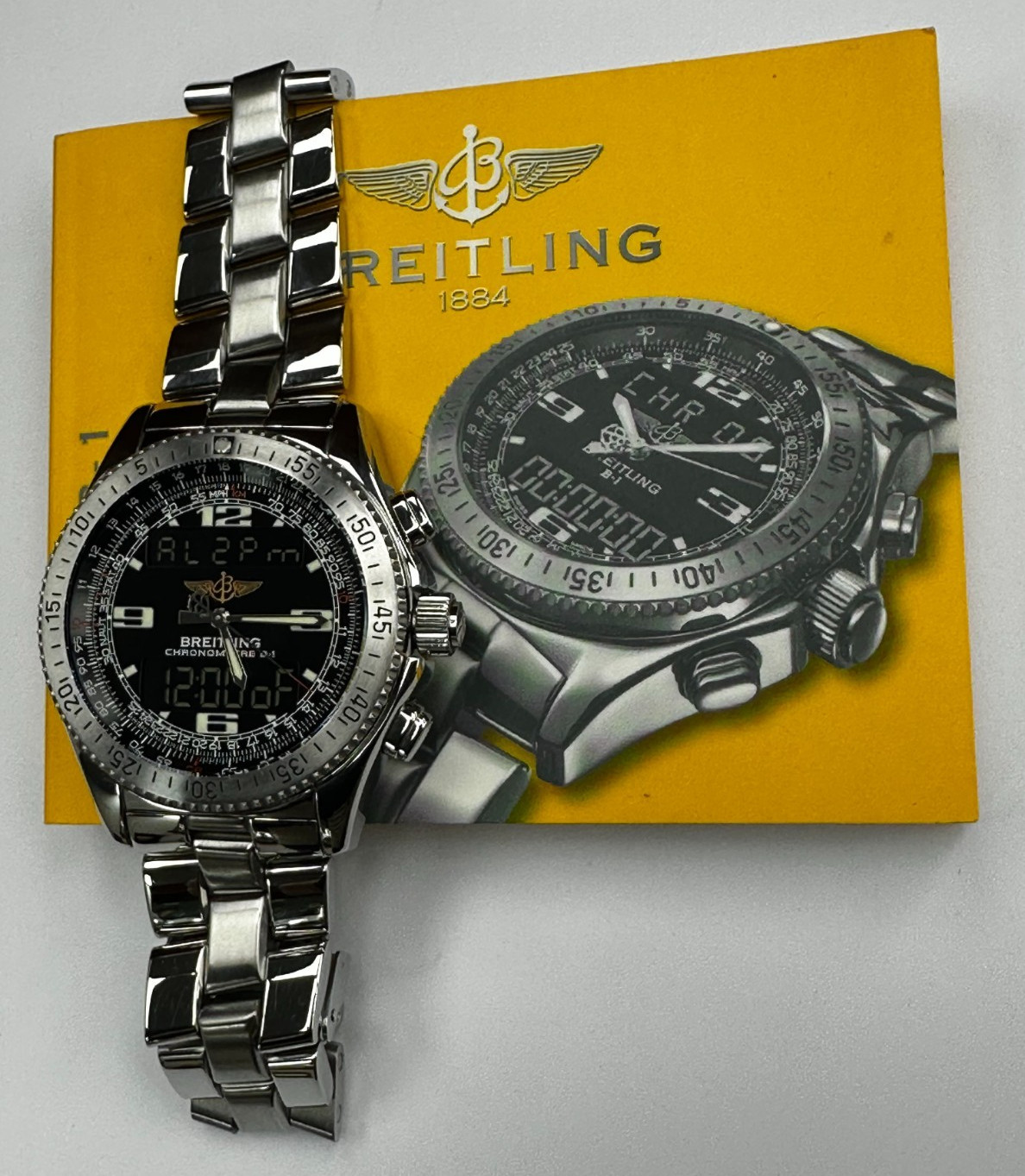 Breitling B-1 Multifunction A68362 Black Bidirectional Compass Scale WARRANTY