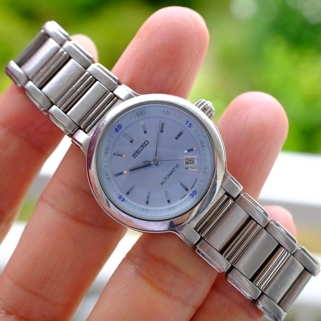 Seiko Time Creation Ladies Automatic Watch Blue Dial Date 30mm