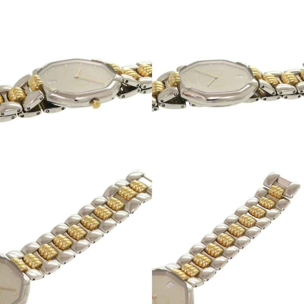 Used Christian Dior Guaranteed Octagon 45.204 SS Silver Gold Quartz Watch
