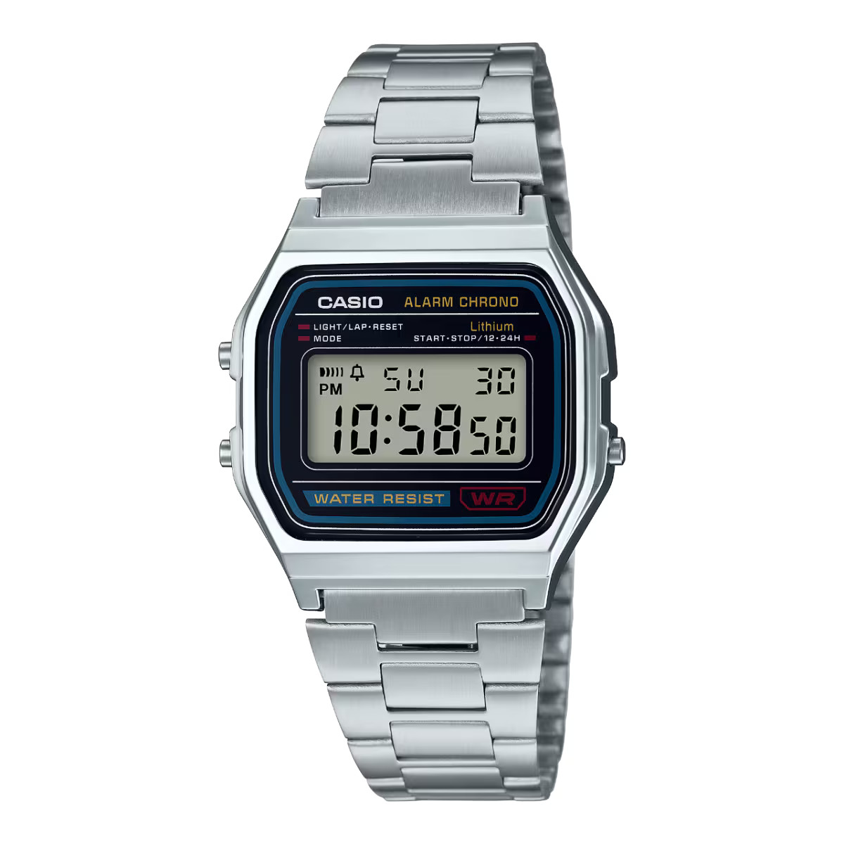 CASIO VINTAGE A158W-1 Digital Stainless Steel Band Watch