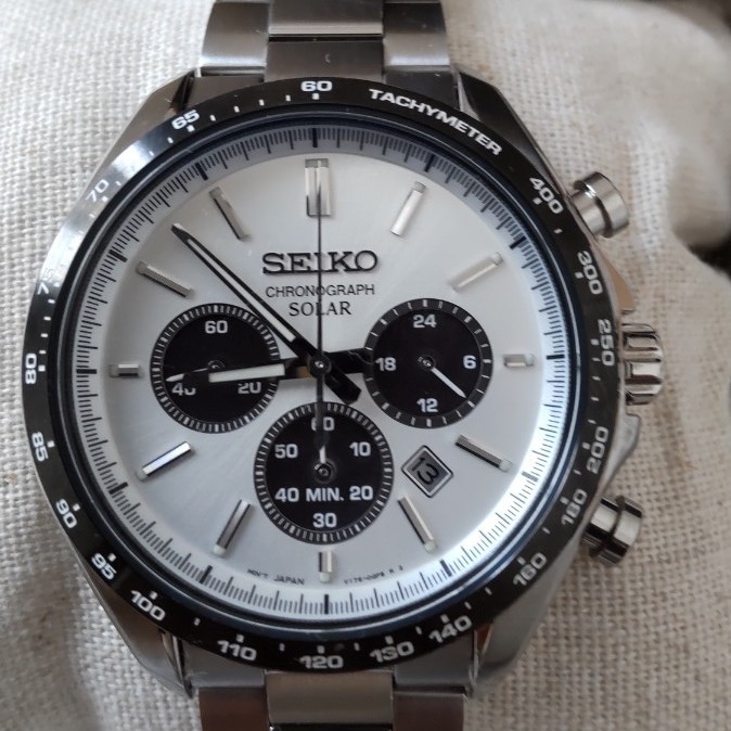 SEIKO SELECTION SBPY165 White Panda Solar Chronograph Men’s Watch Used