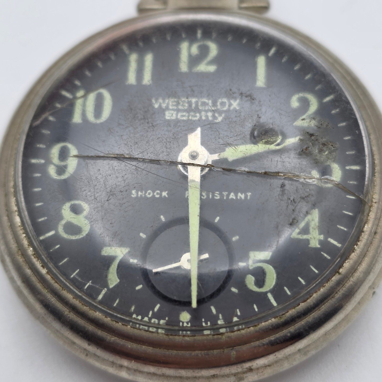 Westclox Scotty Black Dial Manual Wind Pocket Watch USA Working Vintage