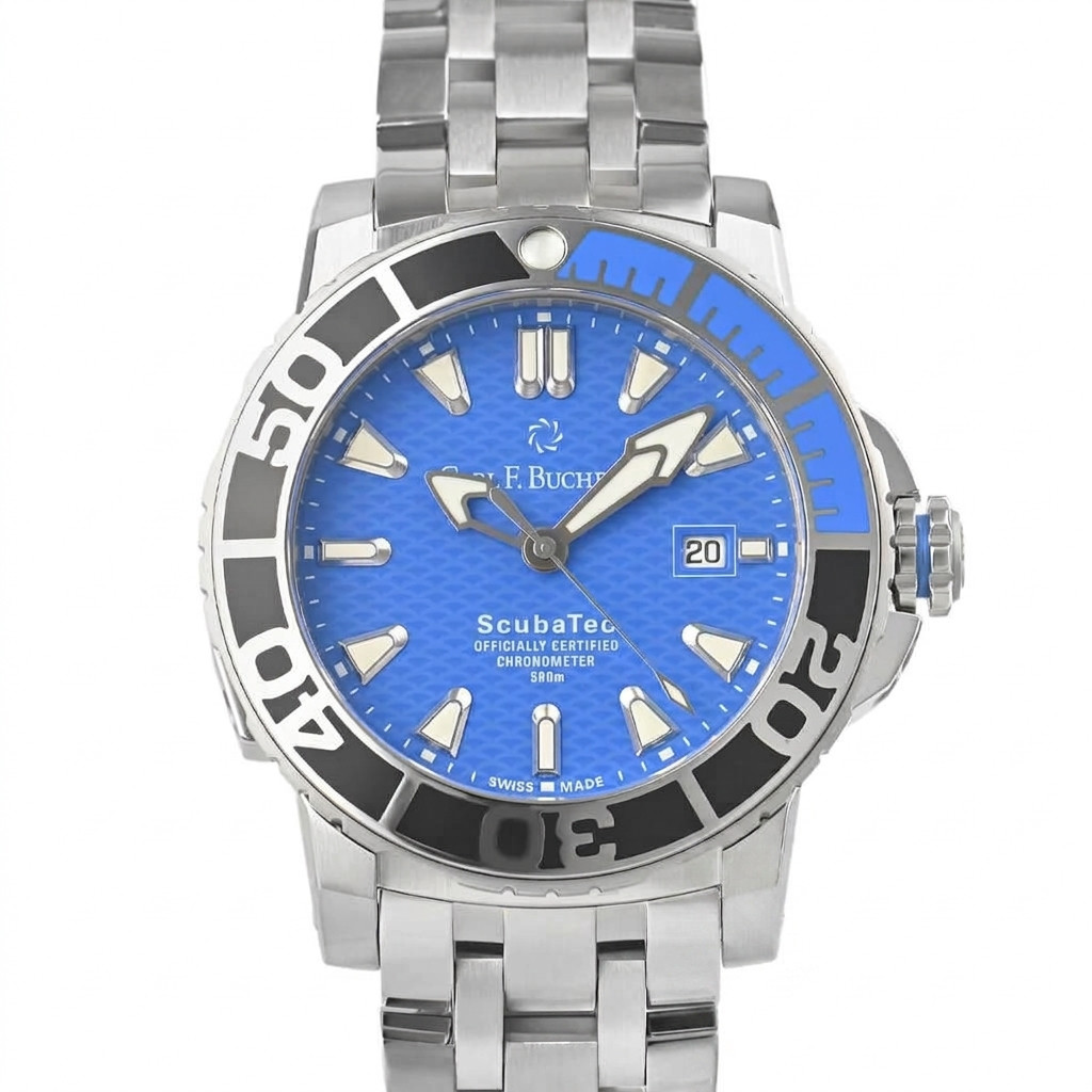 Carl F. Bucherer Patravi ScubaTec 00.10632.23.53.21 Chronometer Blue Serviced