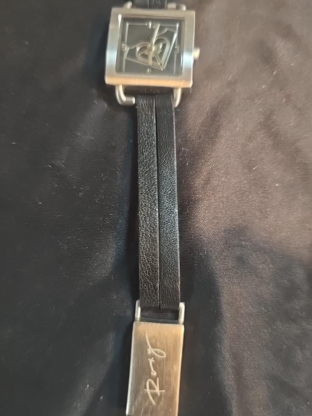 Roxy Women Watch 24mm Square Dial Black Nylon Band Silver Tone, Runs