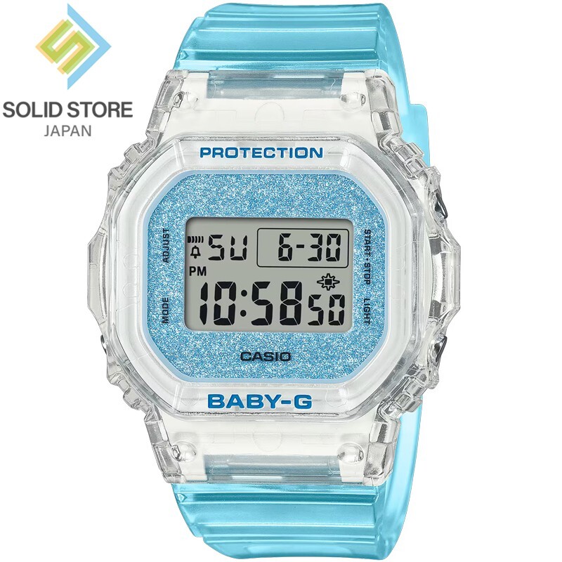 CASIO BABY-G BGD-565GC-2JF Digital Watch Skeleton Band Blue Glitter Dial 37.9mm