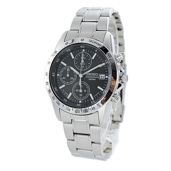 SEIKO Chronograph SND367PC Black Silver Men’s Watch New in Box