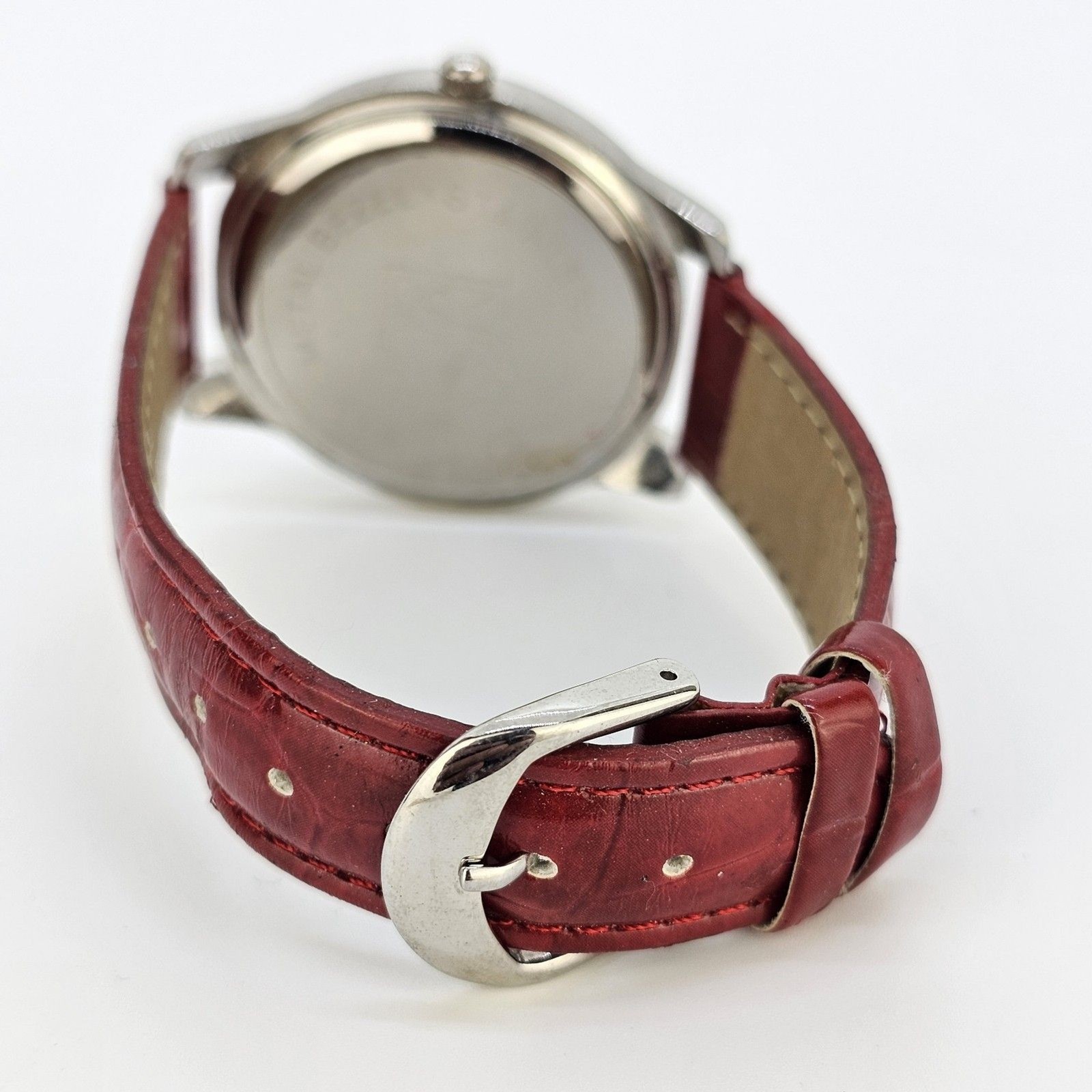 NYC Women’s Watch 40MM Gray Dial Crystal Bezel Red Leather Bands New Battery