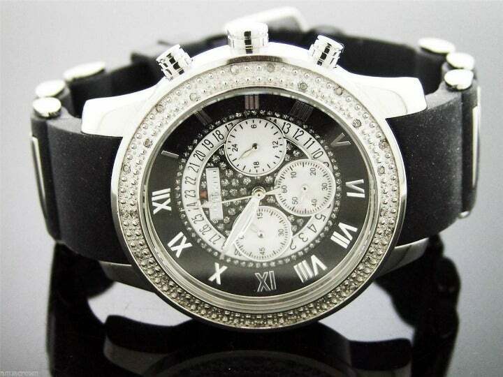 JoJino Men’s 47mm 0.25ct Diamond Watch MJ1184 Black band