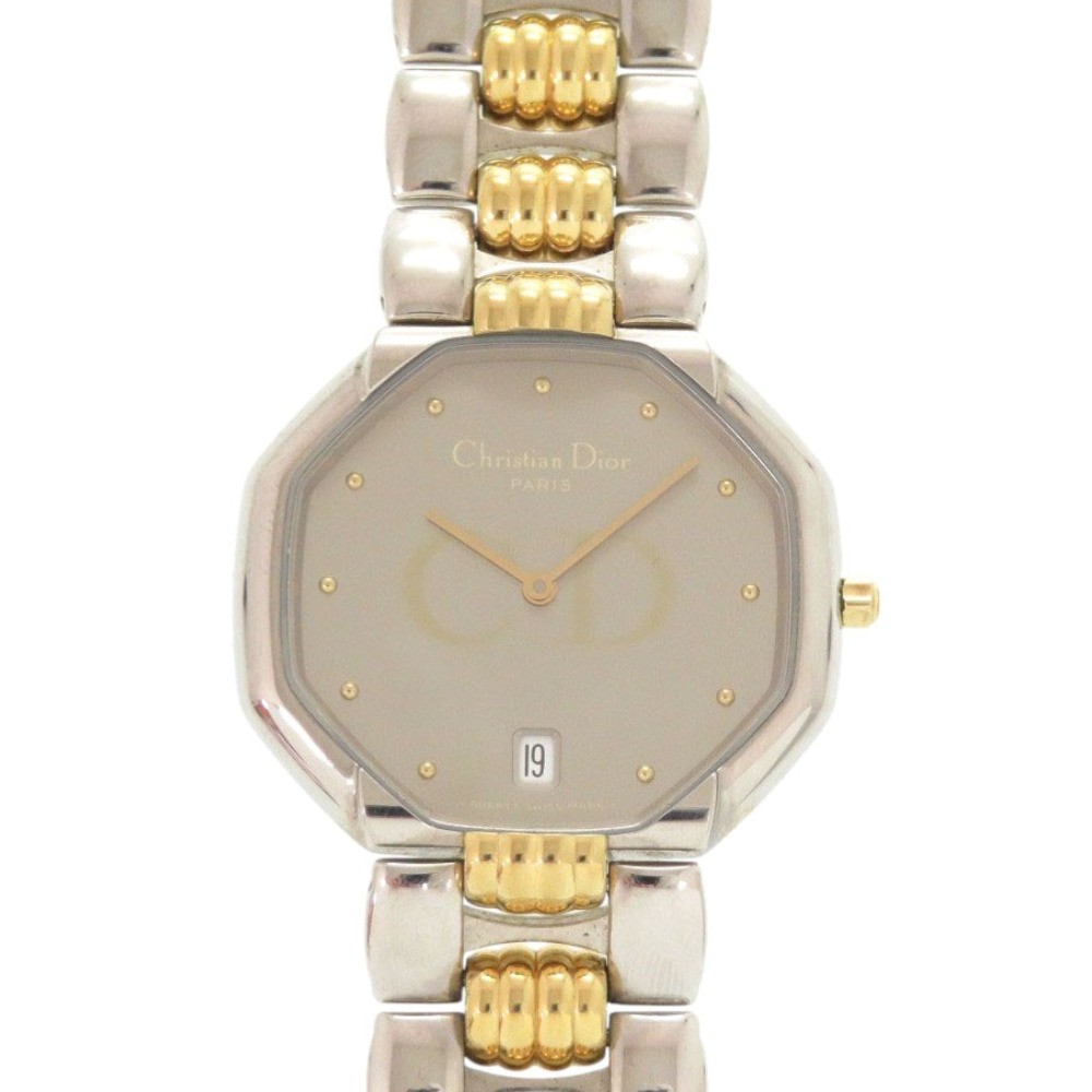Christian Dior Octagon 45.204 Silver Gold Quartz Mens Swiss Vintage Watch