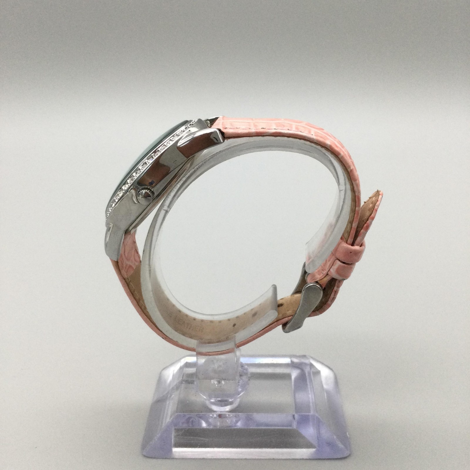 Anne Klein Womens Watch 26mm Oval Dial Pink Leather Crystals 10/6783