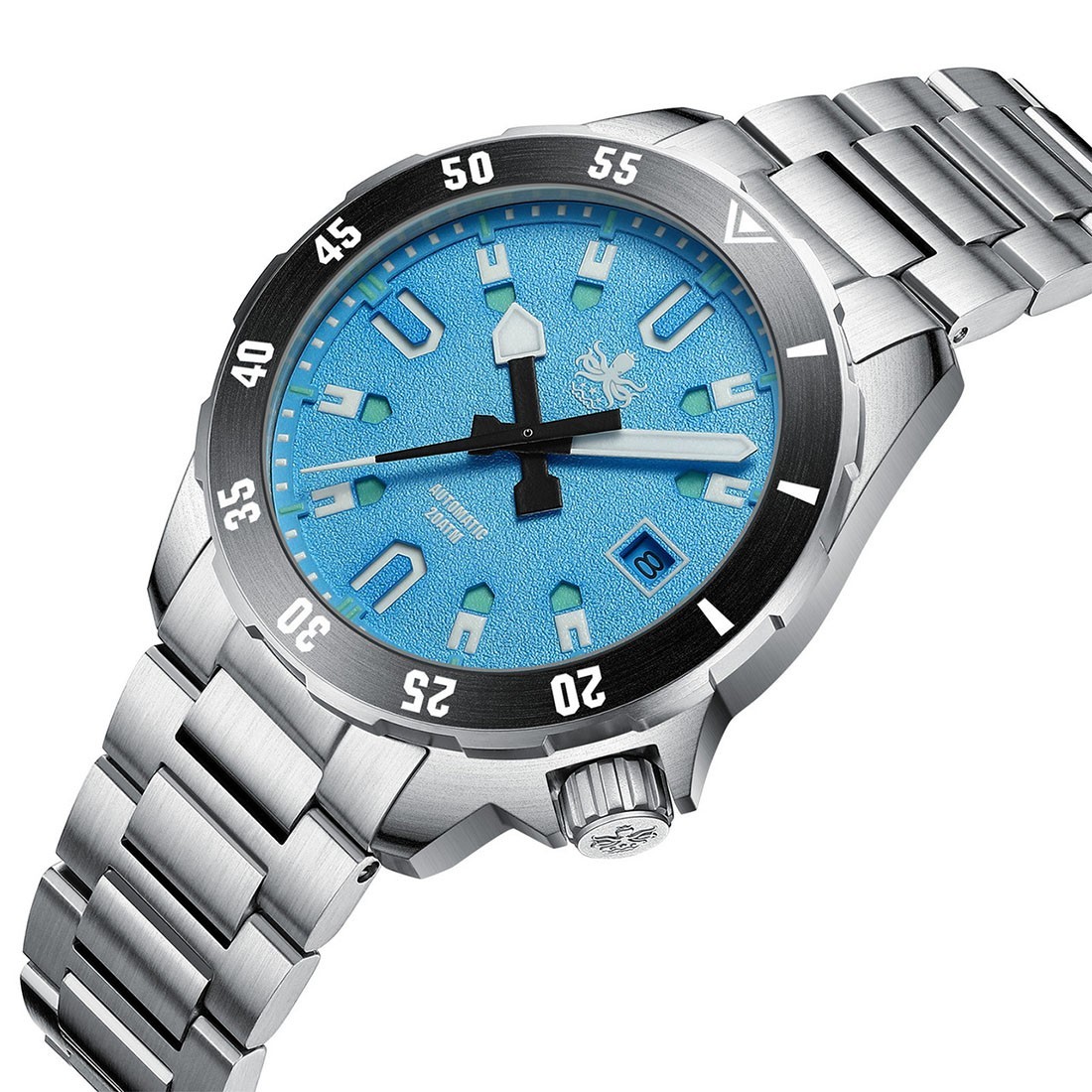 Phoibos APOLLO 200M Steel Automatic Blue Date Ceramic Diver Unisex Watch