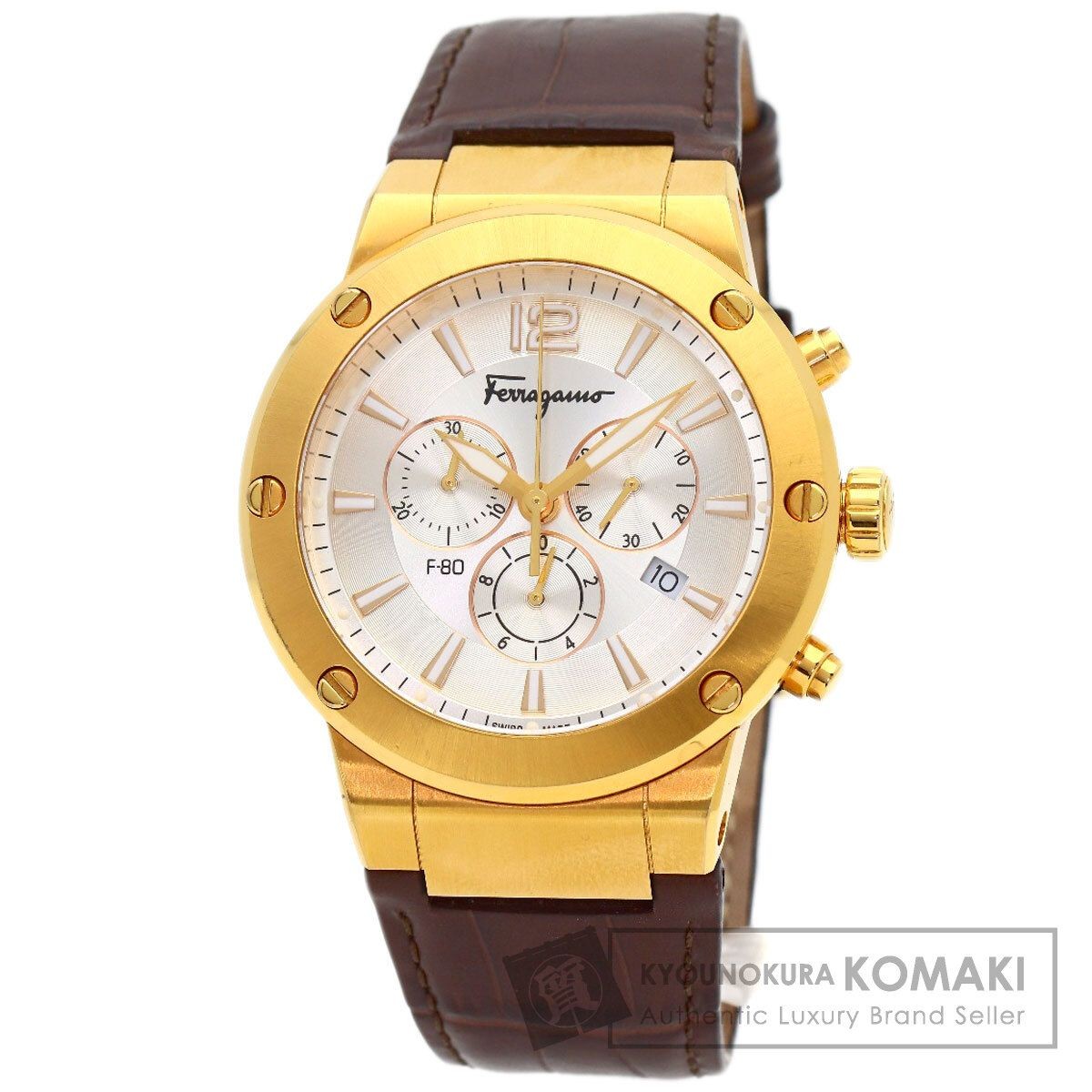 Salvatore Ferragamo SFEX00419 Round Face Watch SS Leather Men’s Used