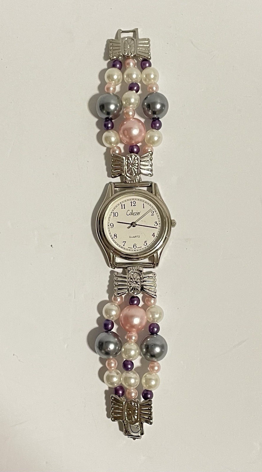 Vintage Collezio Quartz Watch With Multi-Strand Pearl Beaded Statement Band