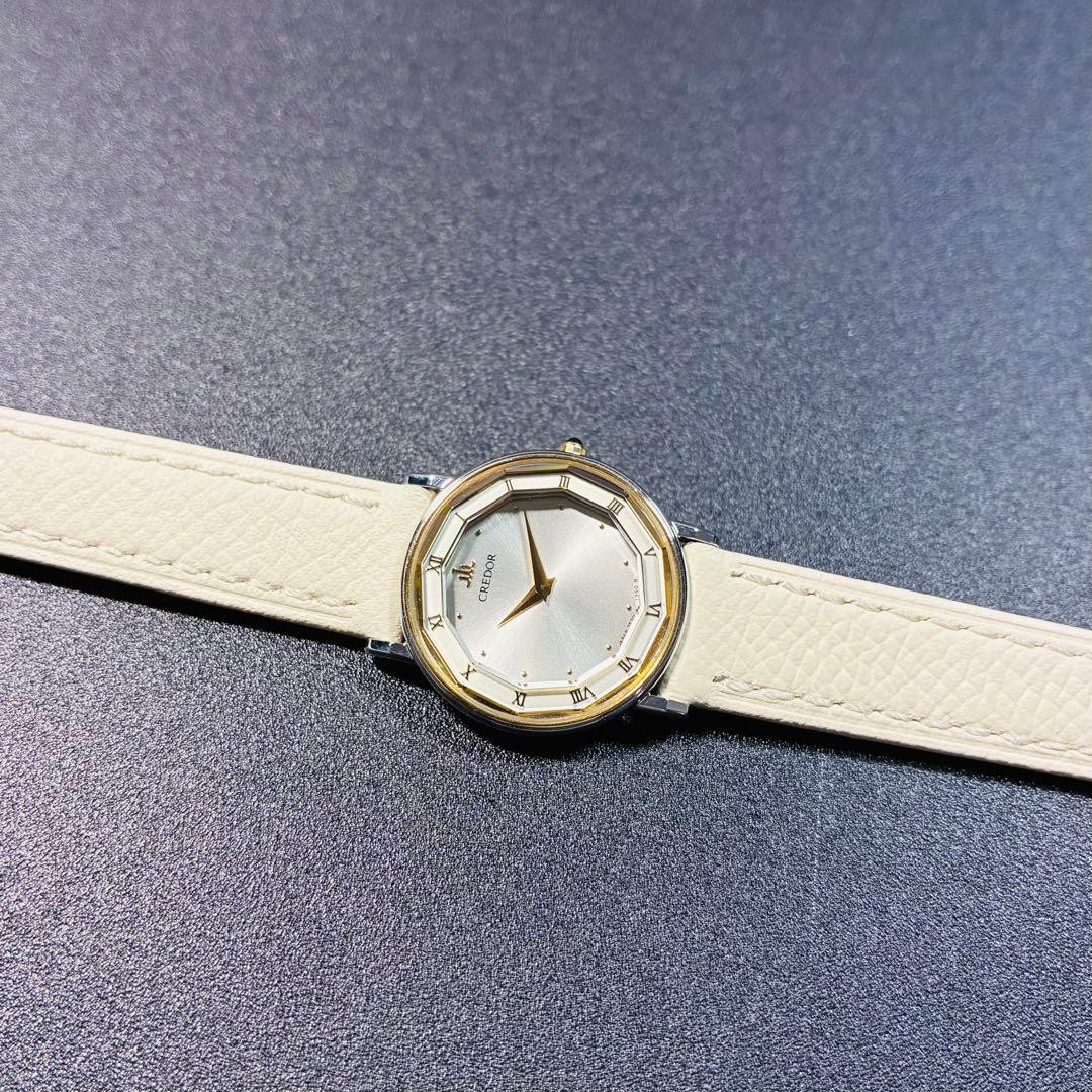 SEIKO CREDOR 2F70-0300 18KT Quartz Watch 18.5cm/7.28in Gold Runs Japan