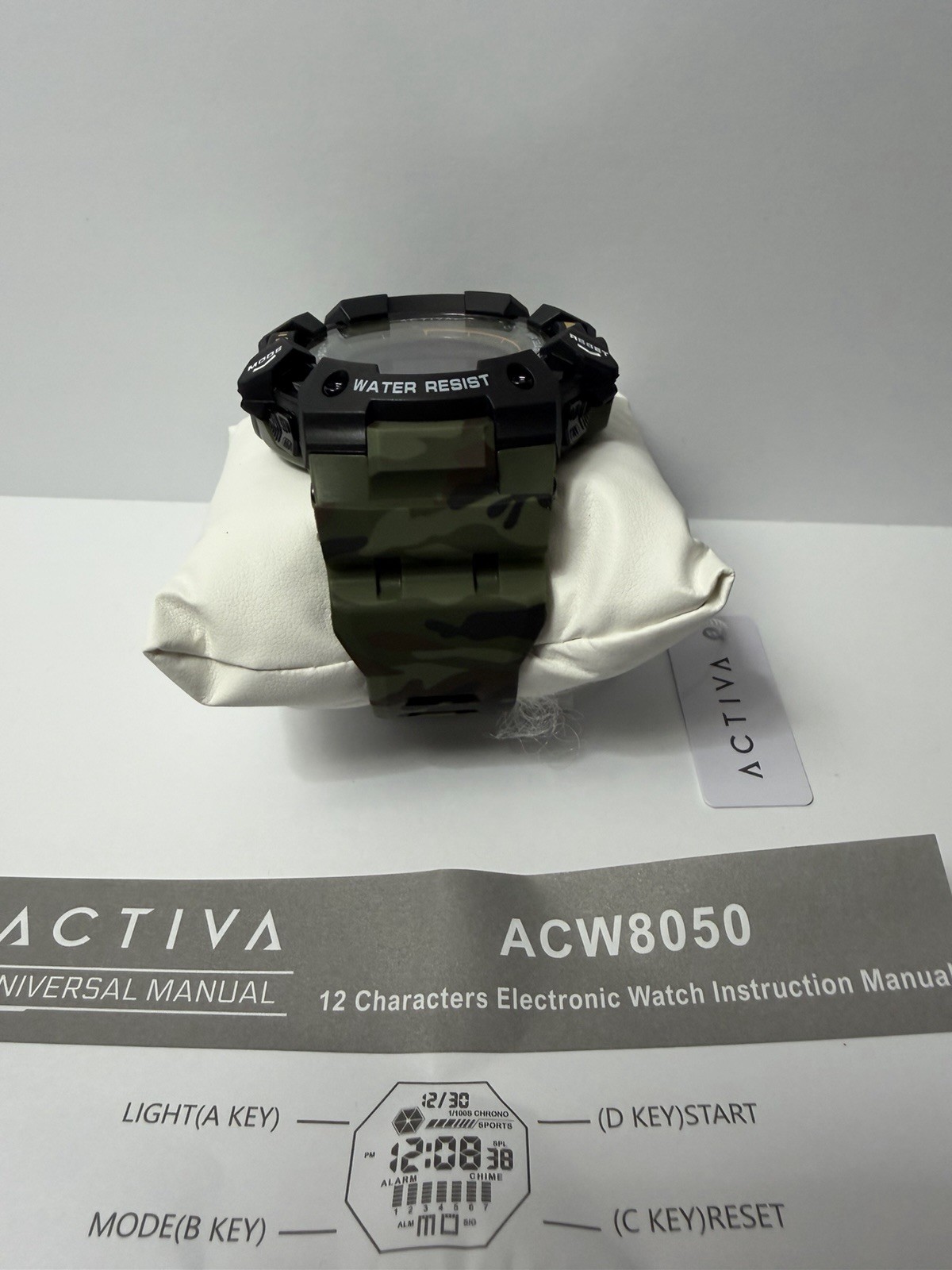 ACTIVA ACW8050 Digital Sport Watch Green/Black Resin Strap Alarm Blue Backlight