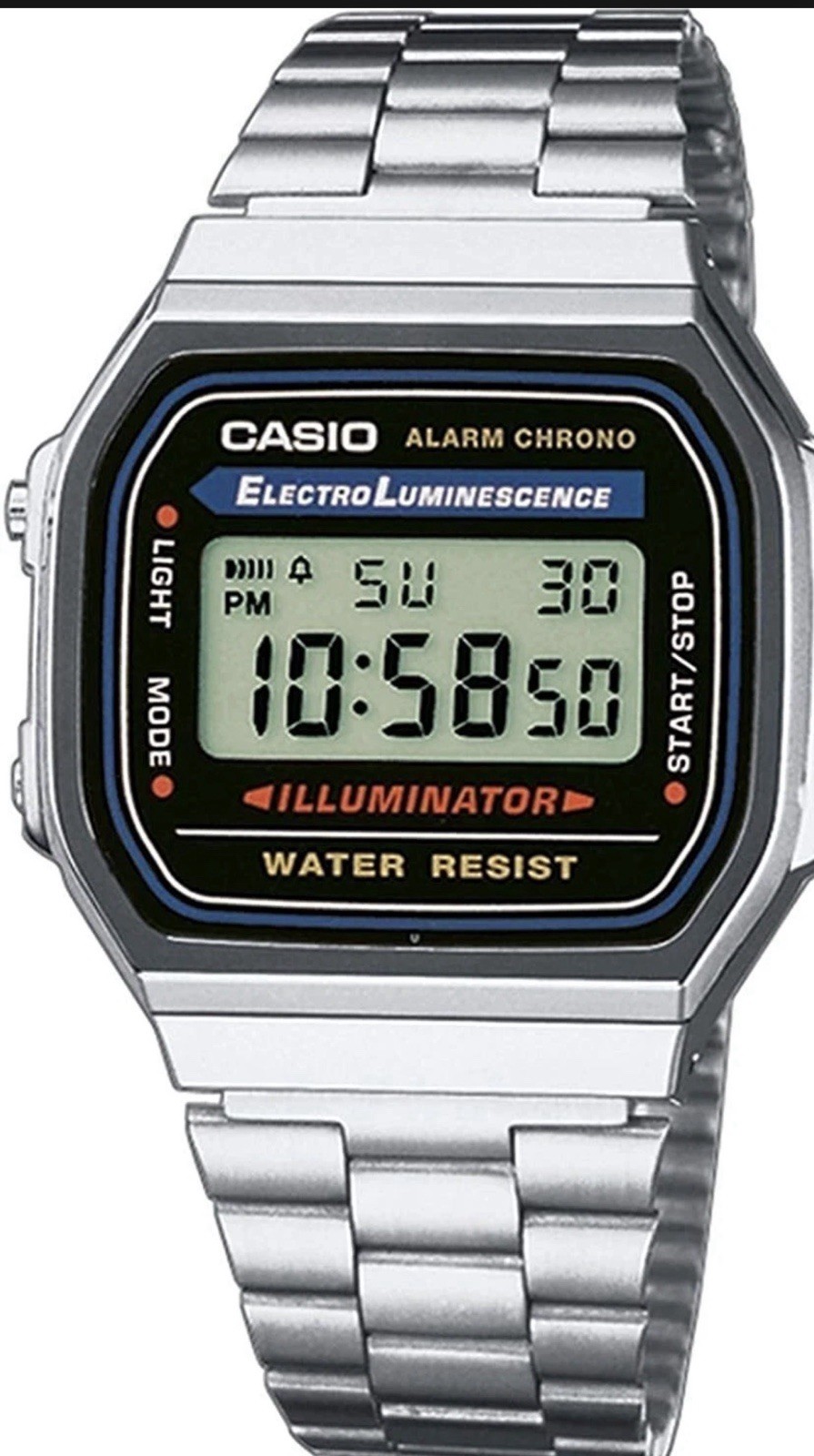 Casio Men’s Quartz Illuminator Alarm Chronograph 36mm Watch A168W-1