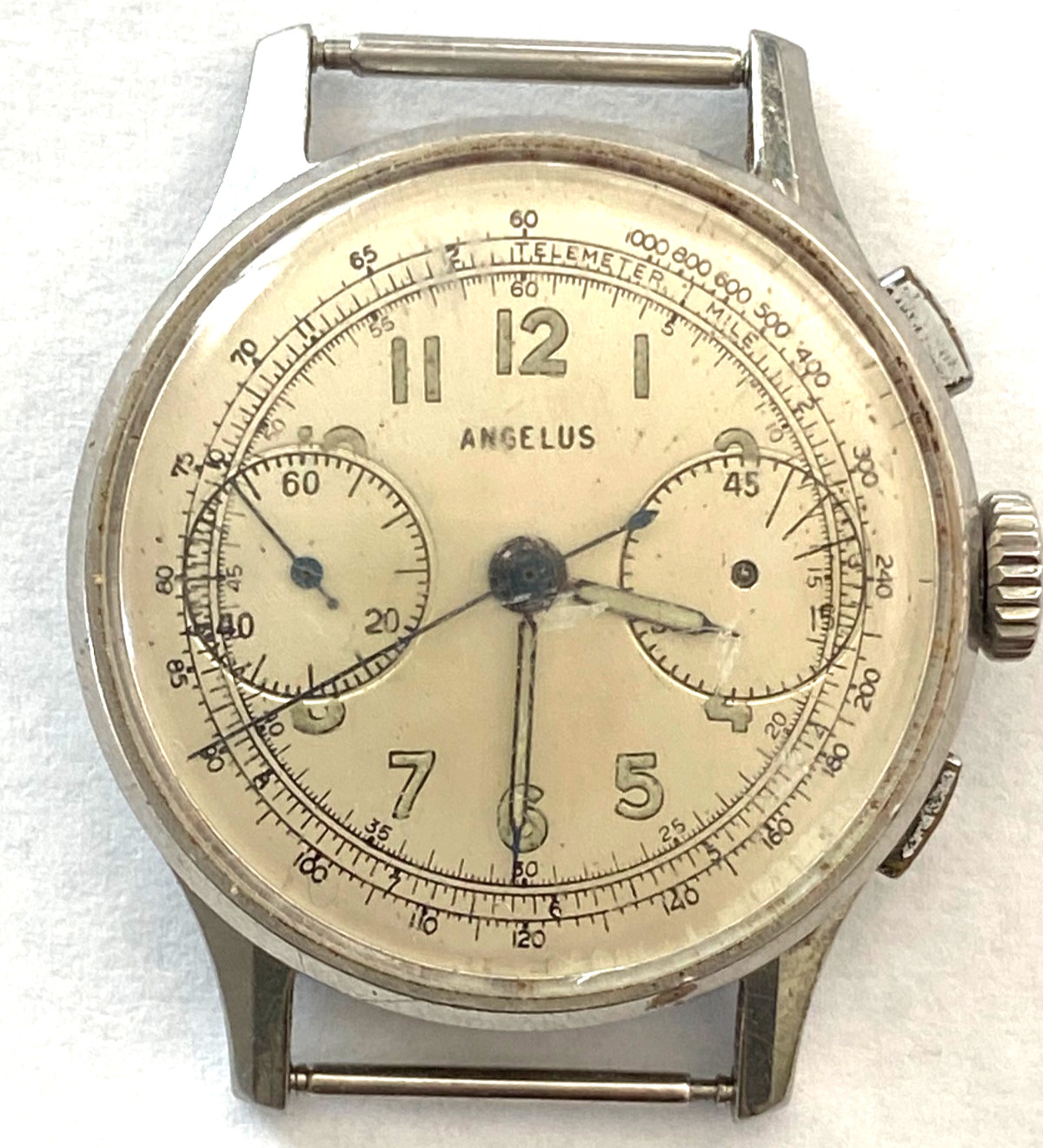 Vintage 1940s Angelus Chronograph Caliber 215 ACIER INOX SS Parts/Repair