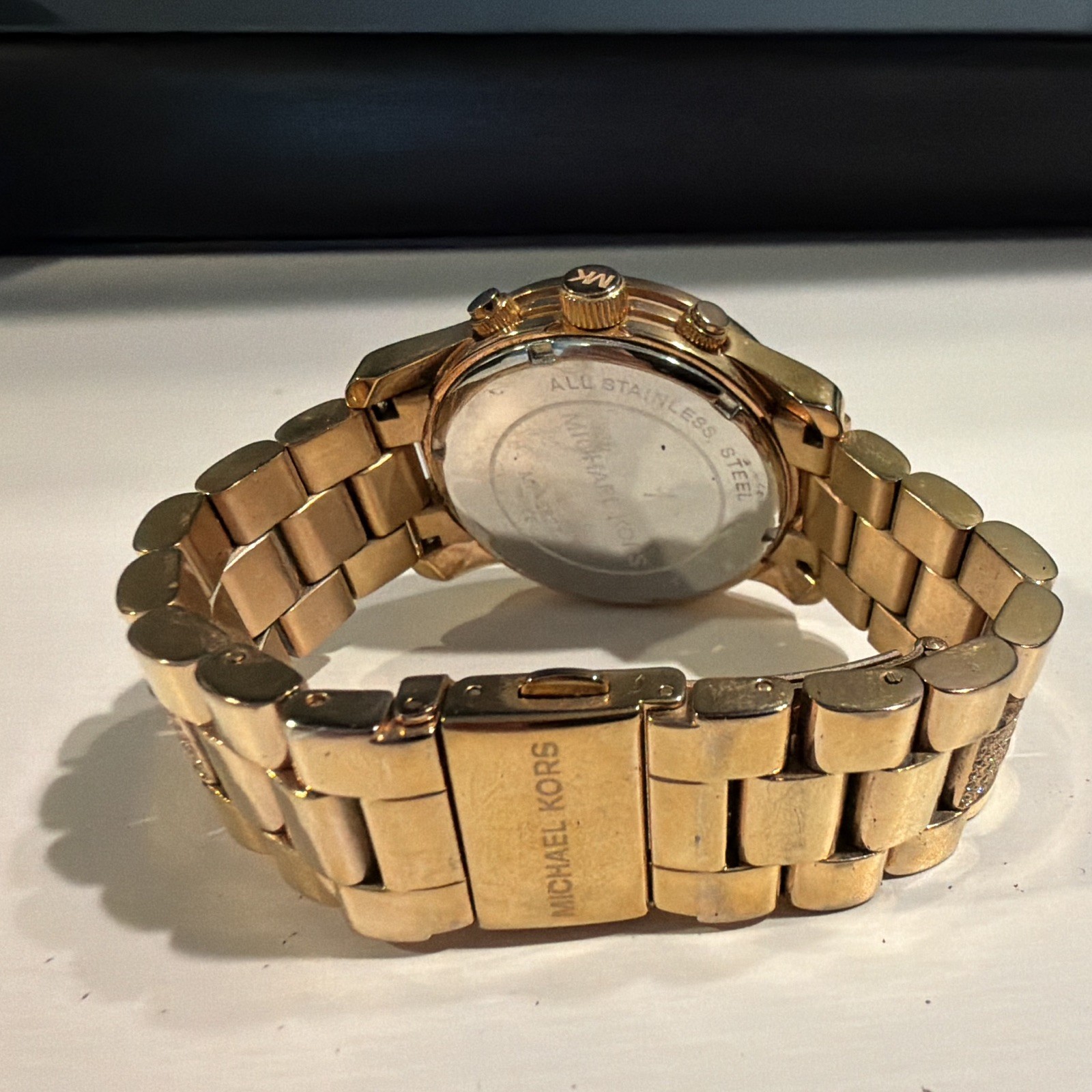 Michael Kors Stainless Steel Gold Bracelet Gold Dial Chronograph Quartz 40-43mm