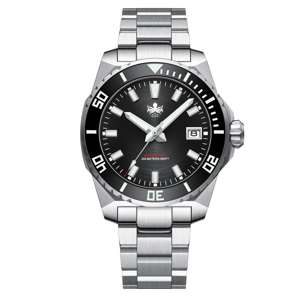 PHOIBOS Leviathan PY054C Diver Black Steel 200m Men’s Watch